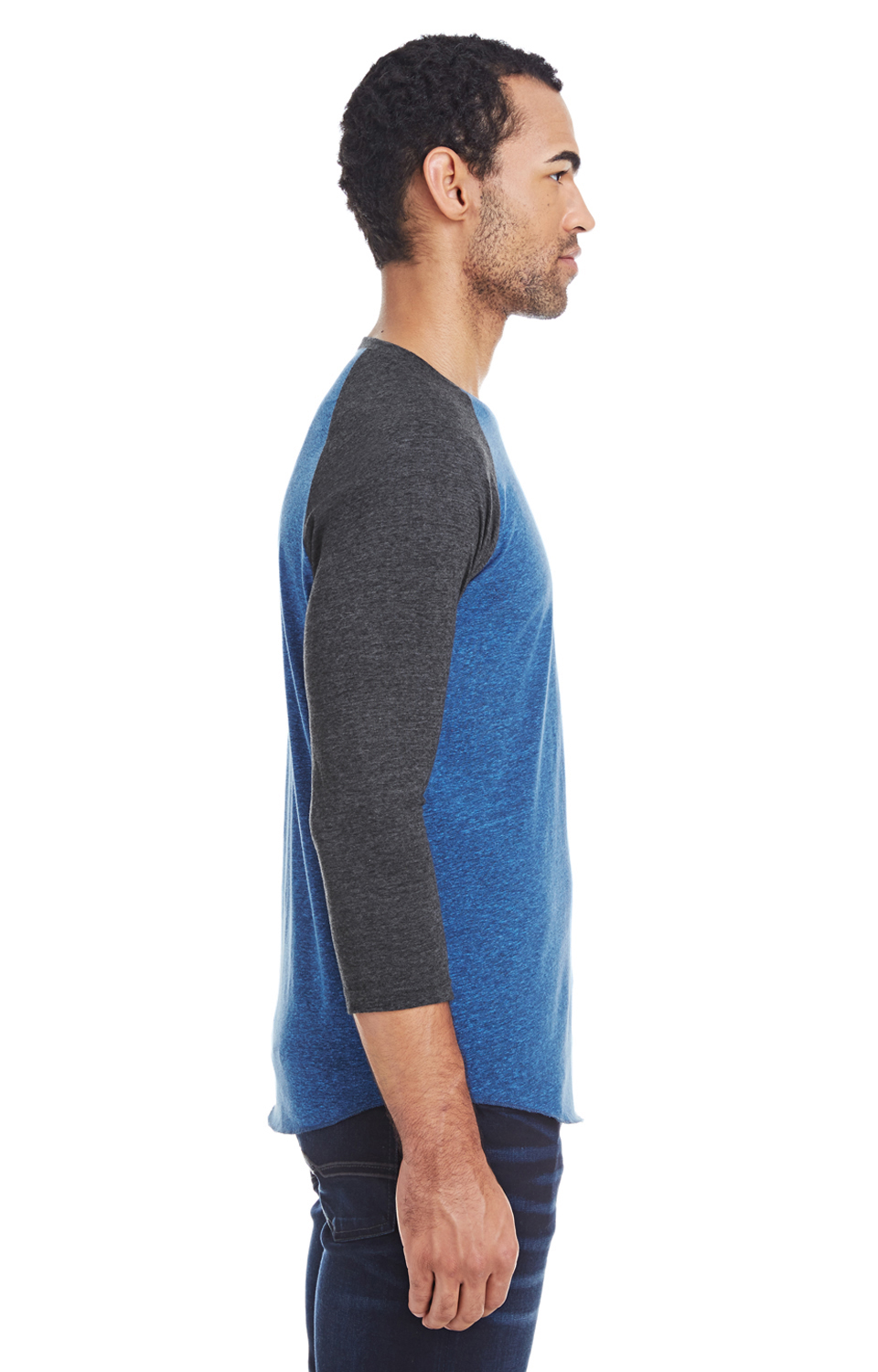 Unisex Triblend 3/4-Sleeve Raglan - Royal Black / Black Triblend