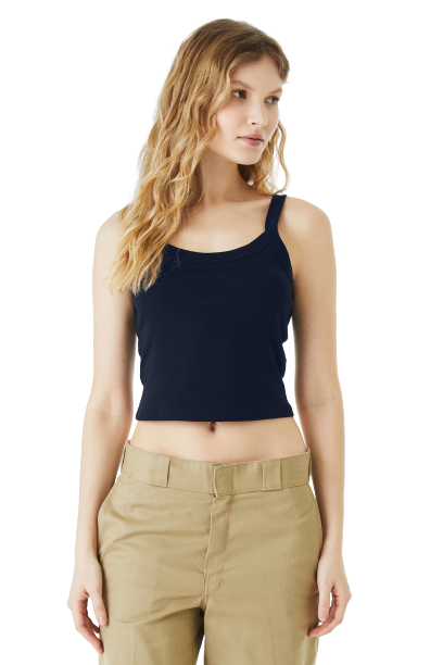 Women's Micro Ribbed Scoop Tank - Solid Navy Blend