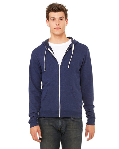 Unisex Triblend Sponge Fleece Full-Zip Hoodie - Navy Triblend