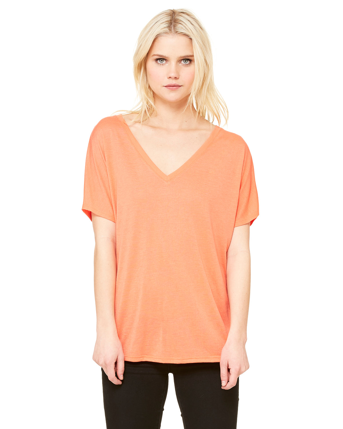 Women's Slouchy V-Neck T-Shirt - Coral