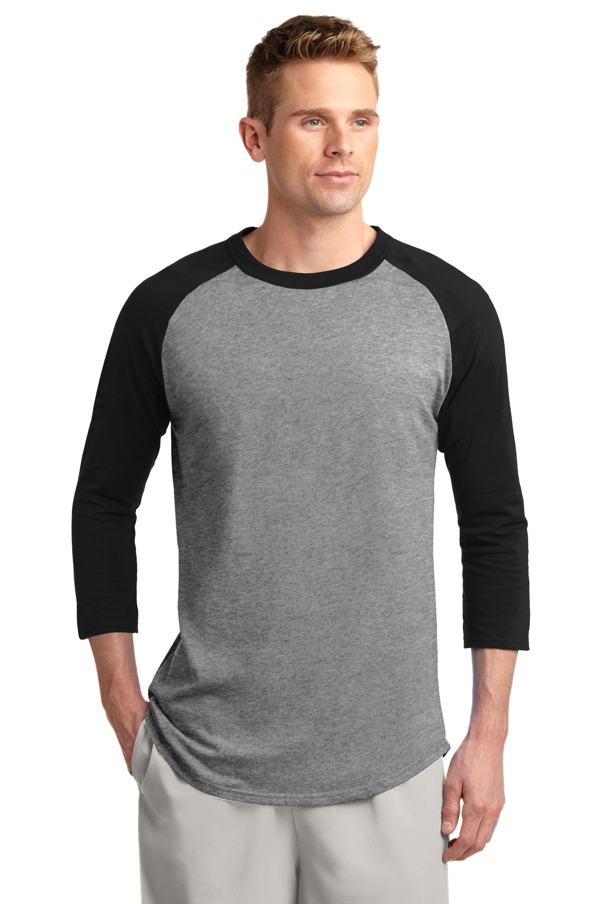 Unisex Colorblock Raglan Jersey - Heather / Gray / Black