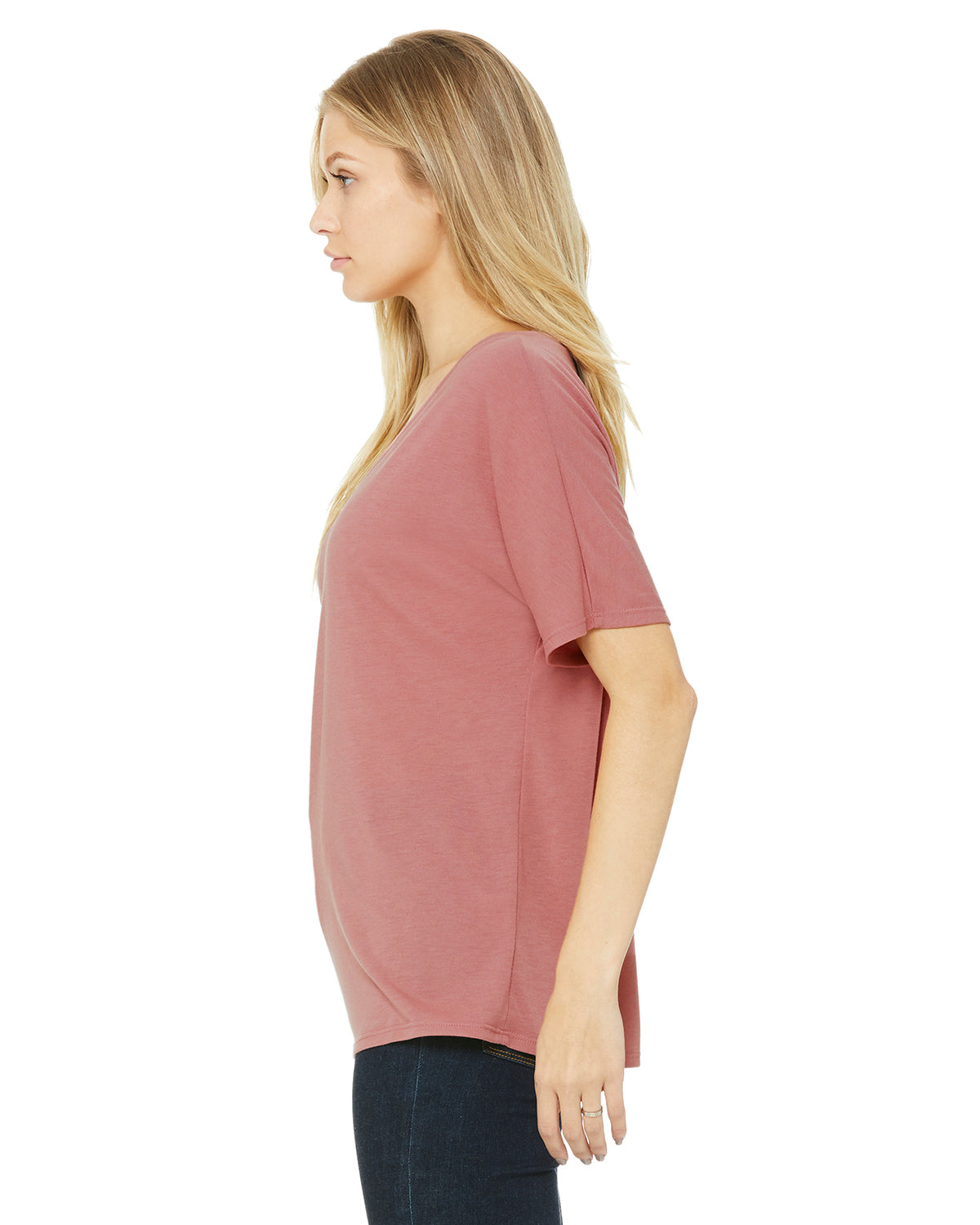 Women's Slouchy V-Neck T-Shirt - Mauve