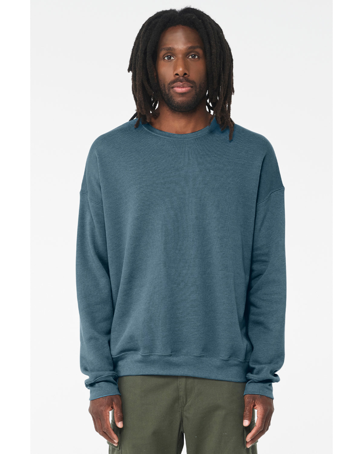 Unisex Drop Shoulder Fleece - Heather Deep Teal