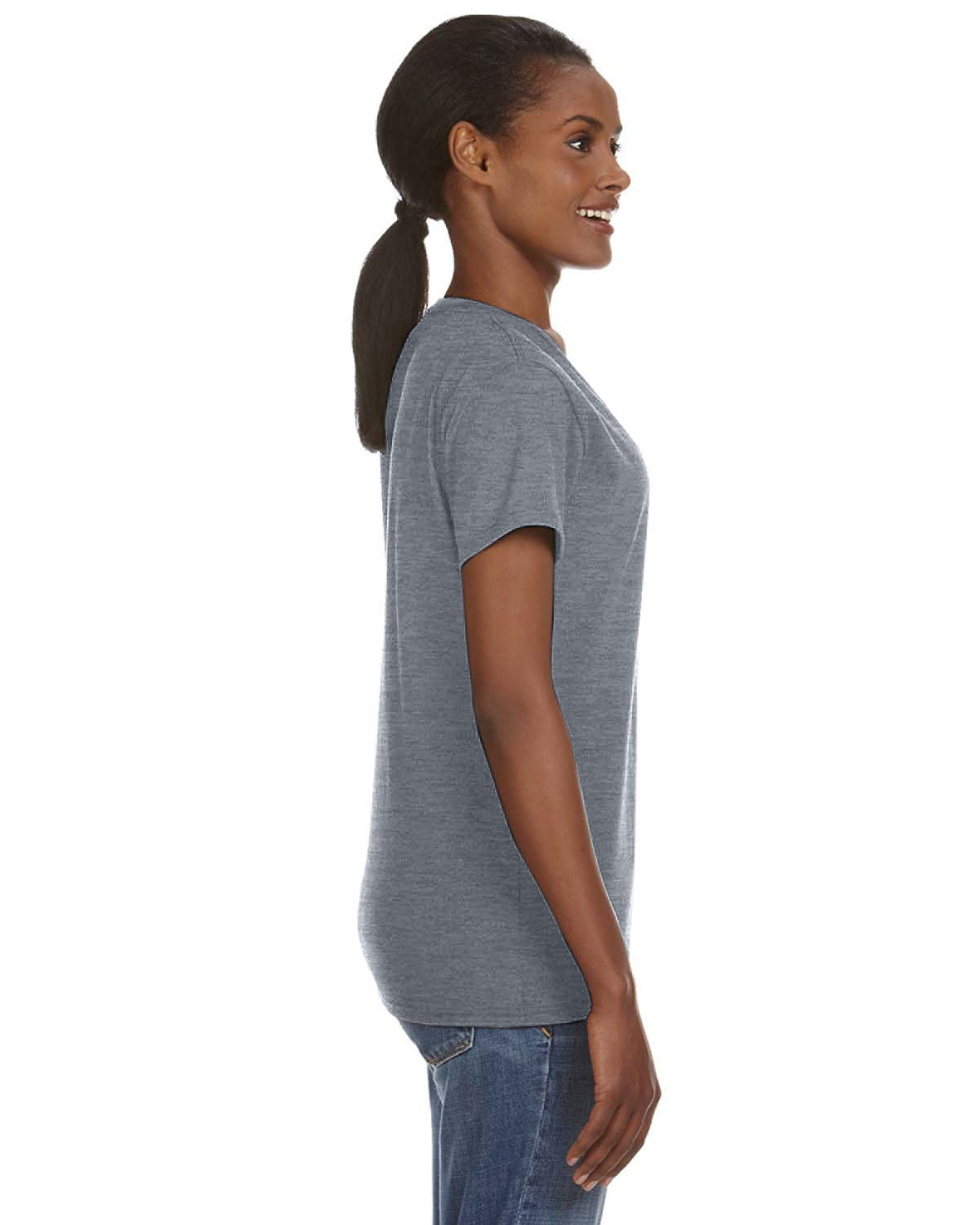 Women's Lightweight V-Neck T-Shirt - Heather Graphite