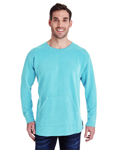 Unisex French Terry Crew With Pocket - Lagoon Blue
