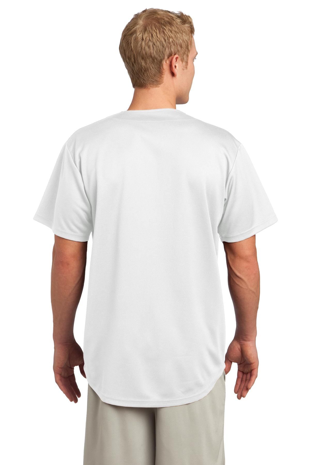 Unisex PosiCharge Tough Mesh Full-Button Jersey - White