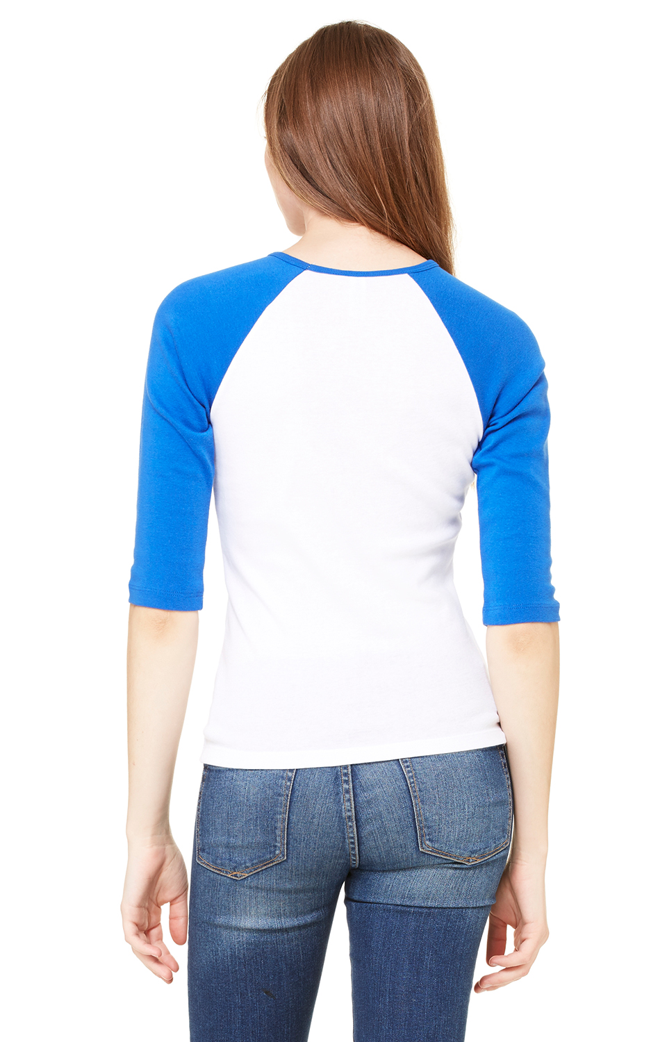 Women's Baby Rib 3/4-Sleeve Contrast Raglan T-Shirt - White / True Royal