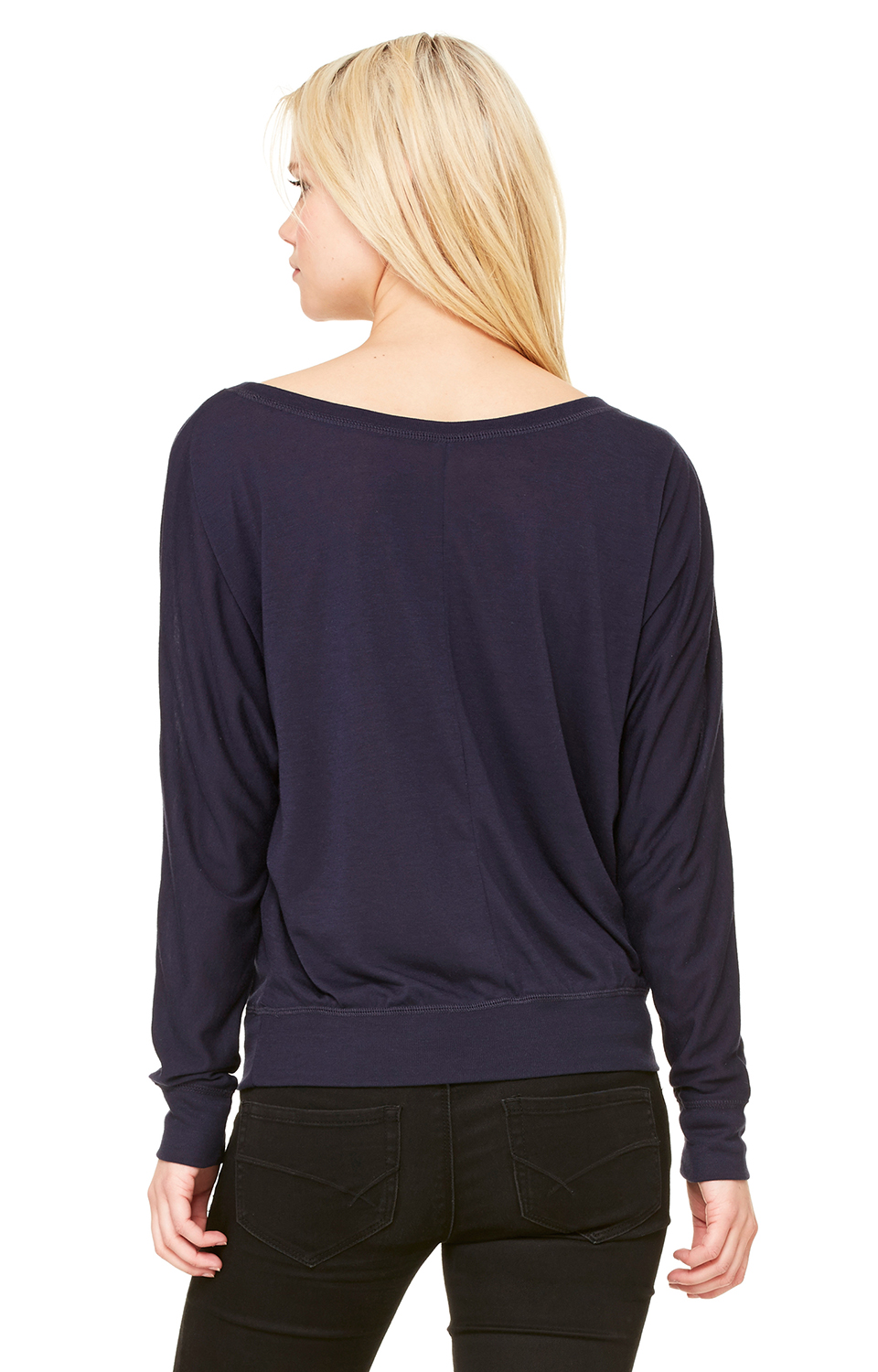 Women's Flowy Long-Sleeve Off Shoulder T-Shirt - Midnight