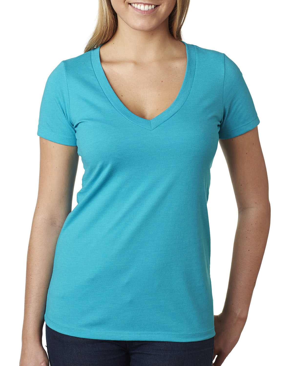 Women's CVC Deep V - Bondi Blue