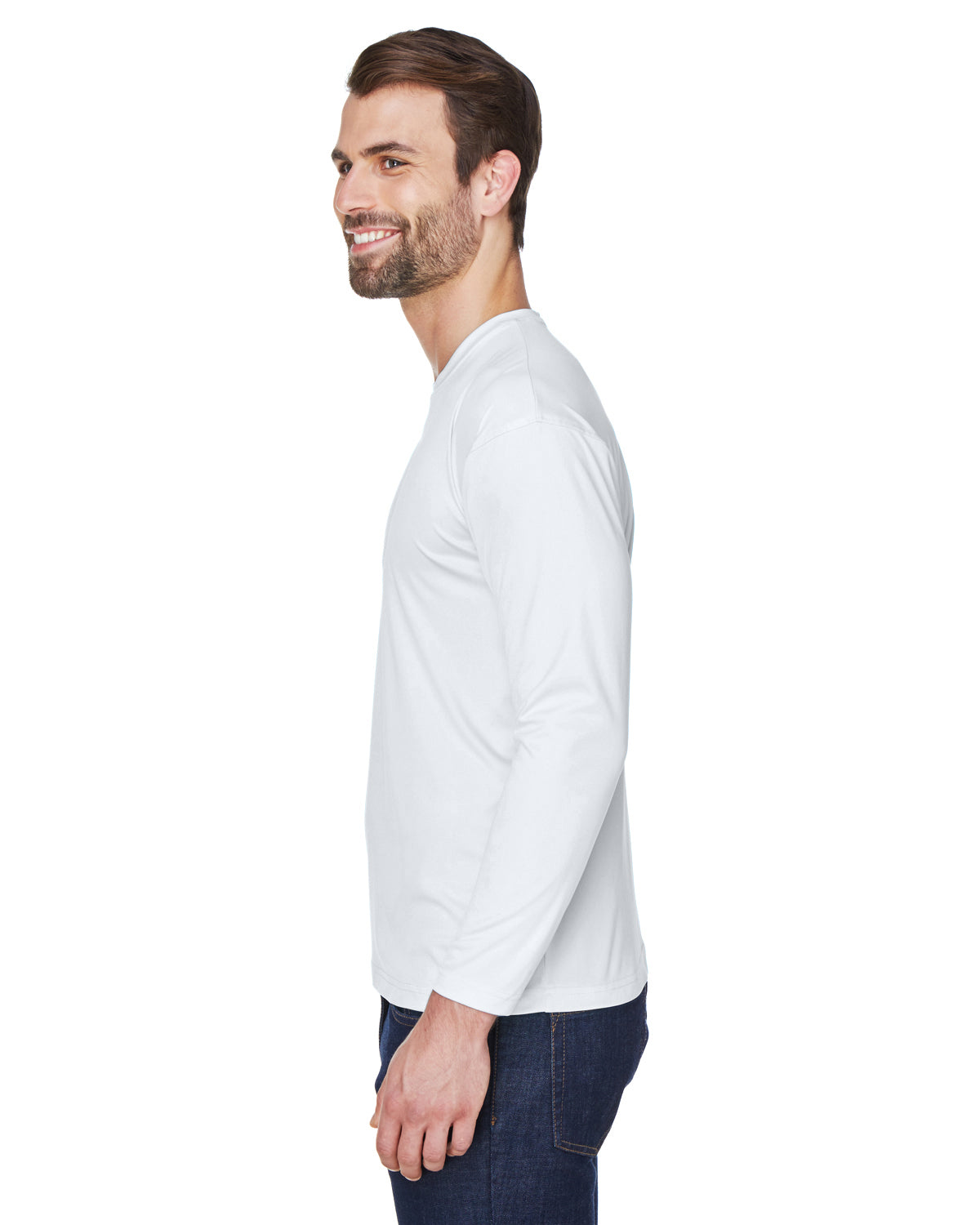 Unisex Cool & Dry Sport Long-Sleeve Performance Interlock T-Shirt - White