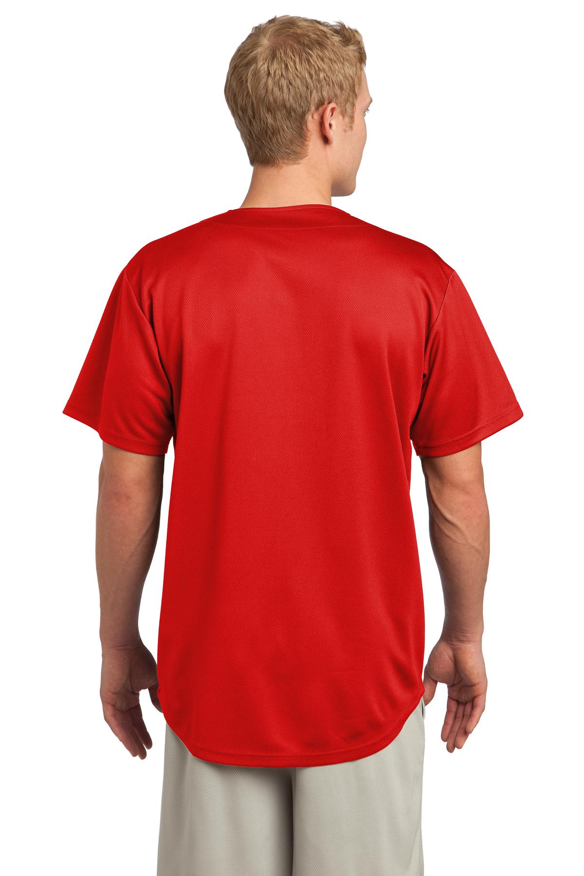 Unisex PosiCharge Tough Mesh Full-Button Jersey - True Red