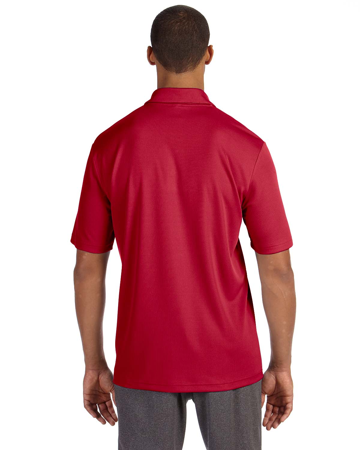 Unisex Performance Three-Button Mesh Polo - Sport Red