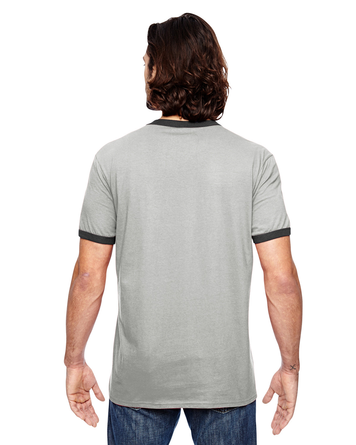 Unisex Lightweight Ringer T-Shirt - Heather Gray / Heather Dark Gray