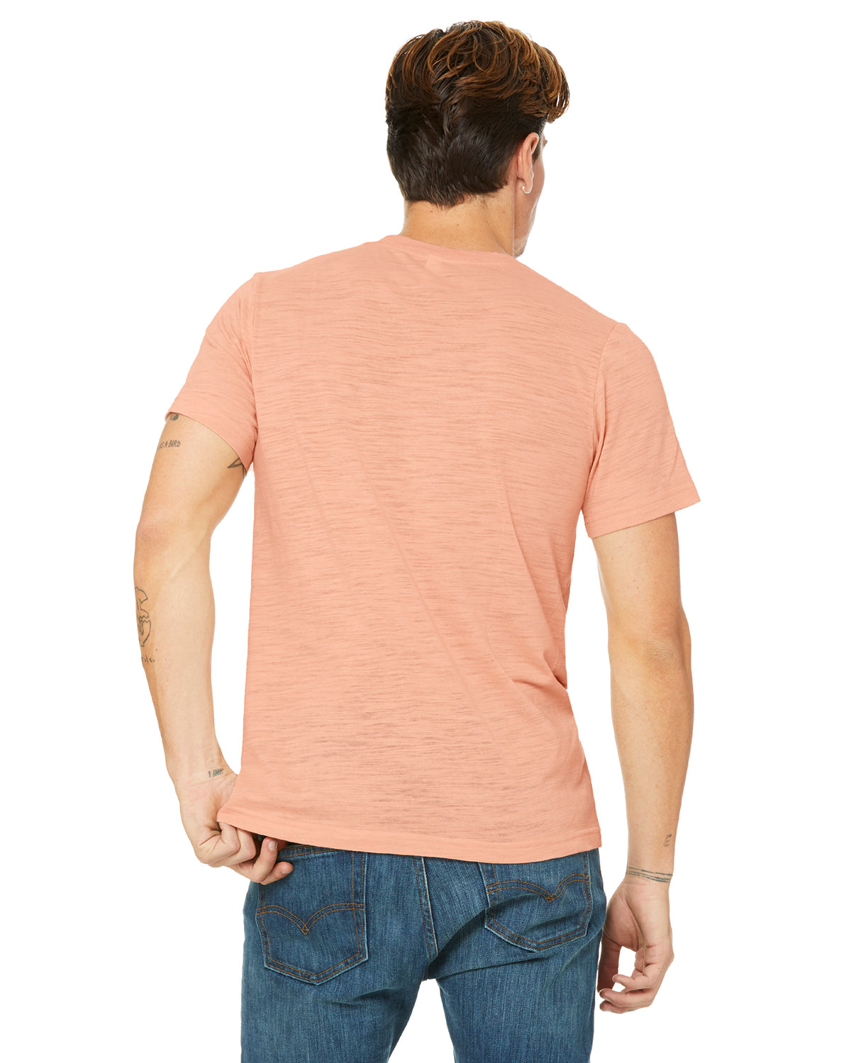 Unisex Poly-Cotton Short-Sleeve T-Shirt - Peach Slub