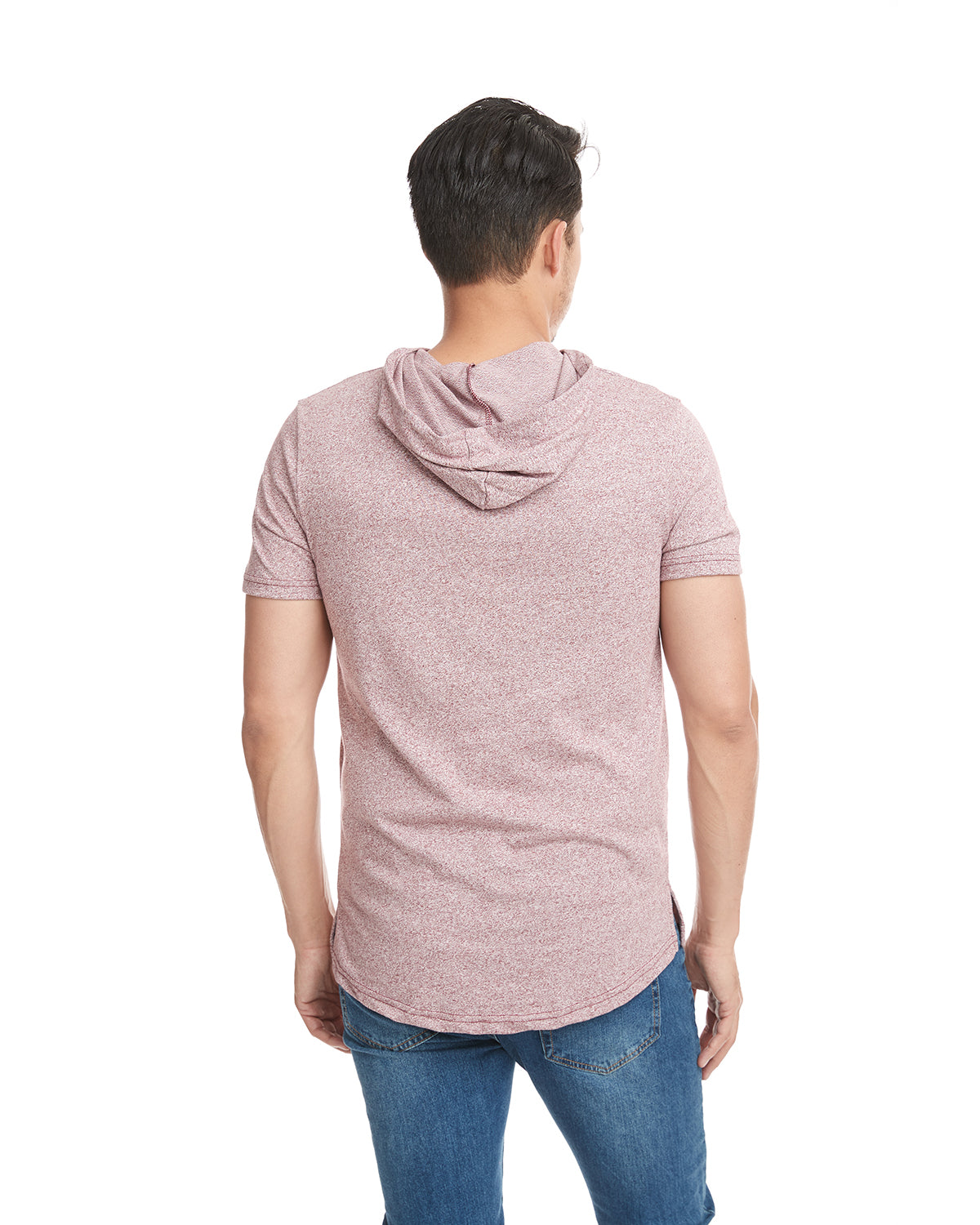 Unisex Mock Twist Short Sleeve Hoody T-Shirt - Tech Maroon