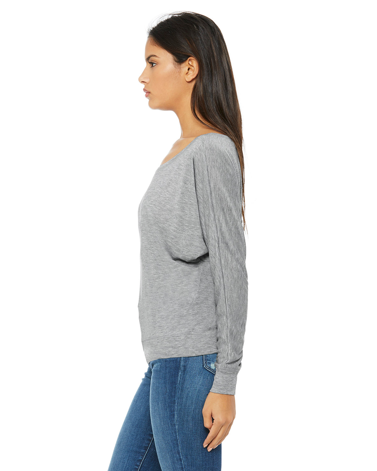 Women's Flowy Long-Sleeve Off Shoulder T-Shirt - Heather Athletic