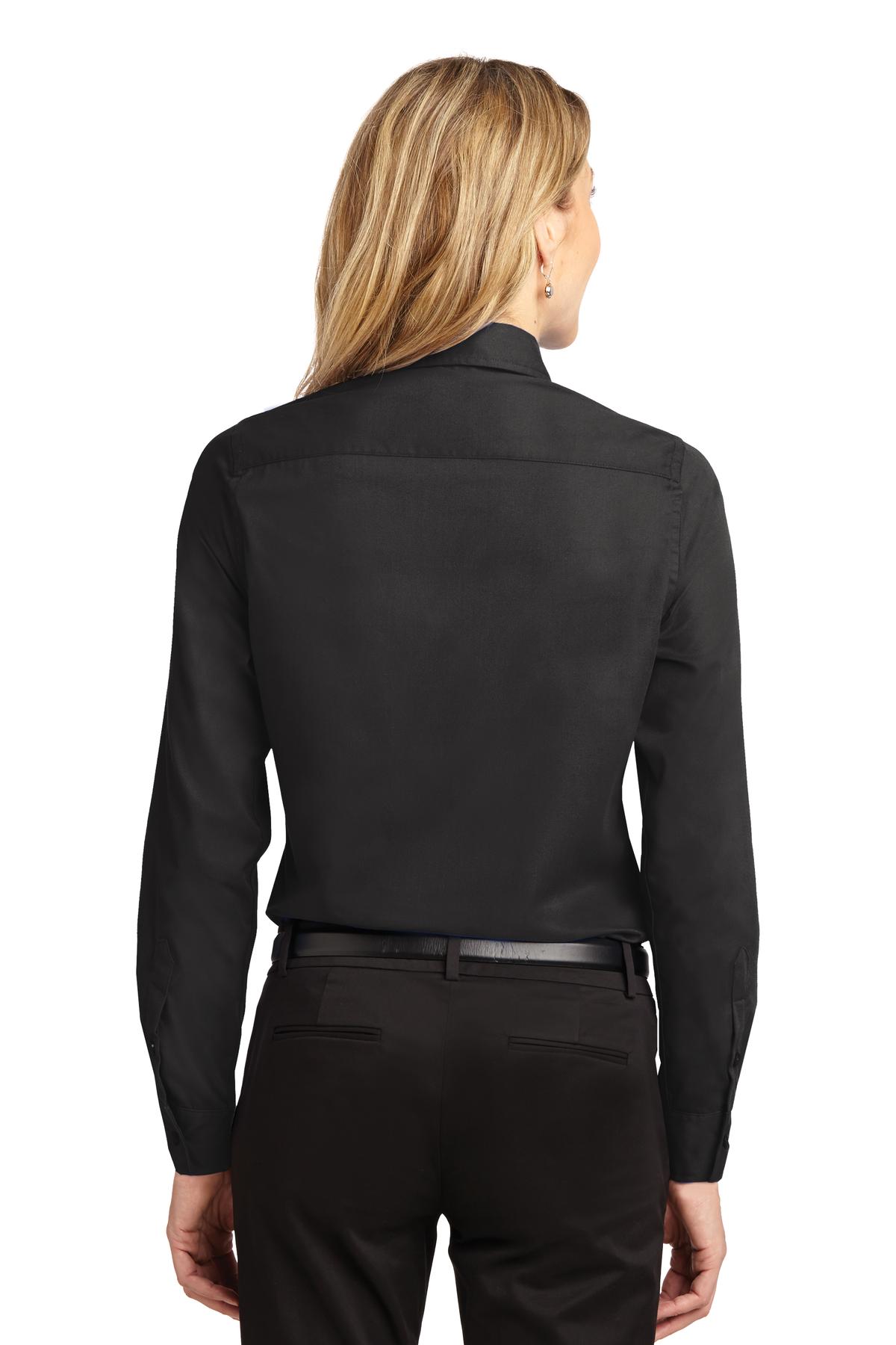 Women's Long Sleeve Easy Care Shirt - Black / Light Stone