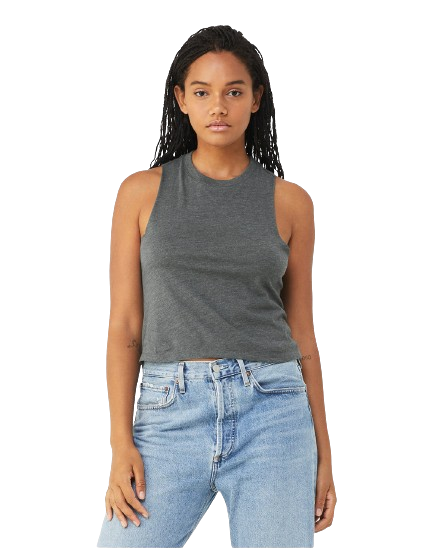 Women's Racerback Cropped Tank - Heather Deep