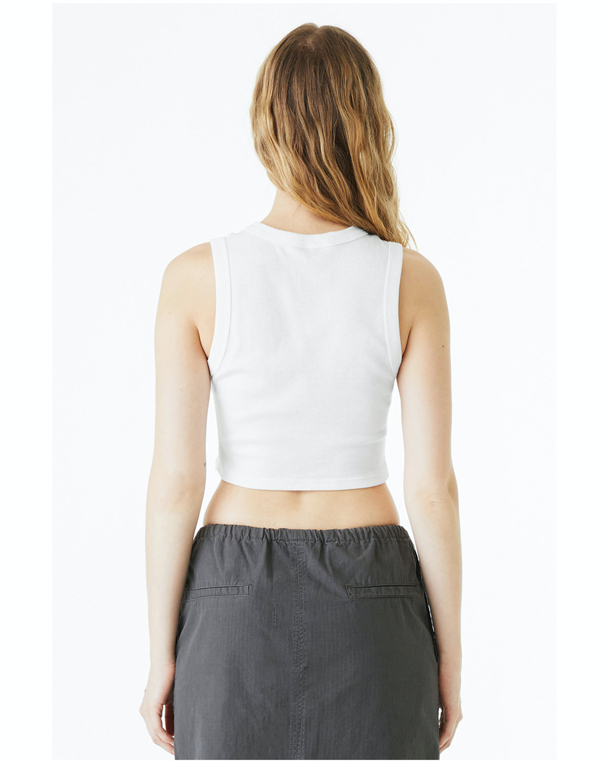Women's Micro Rib Muscle Crop Tank - Solid White Blend
