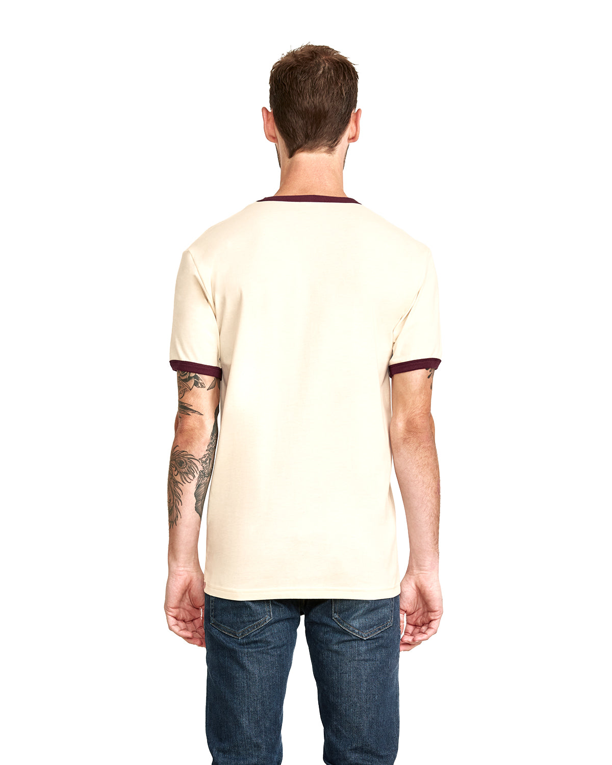 Unisex Ringer T-Shirt - Natural / Maroon