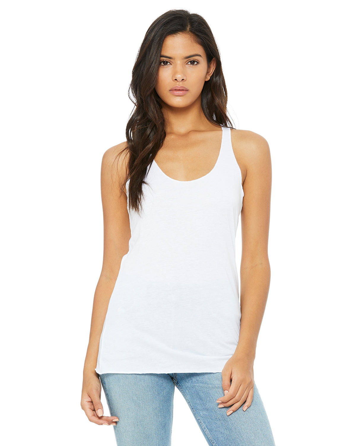 Women's Triblend Racerback Tank - Solid White Triblend
