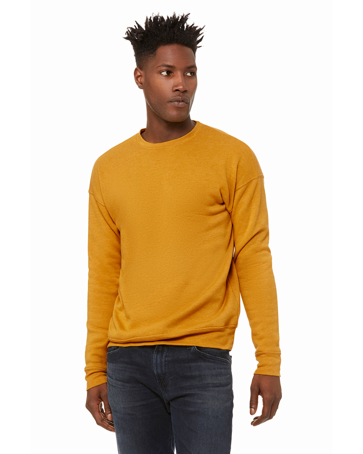 Unisex Drop Shoulder Fleece - Heather Mustard