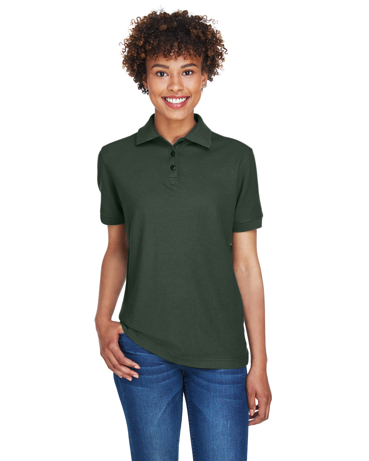 Women's Whisper Piqué Polo - Forest Green