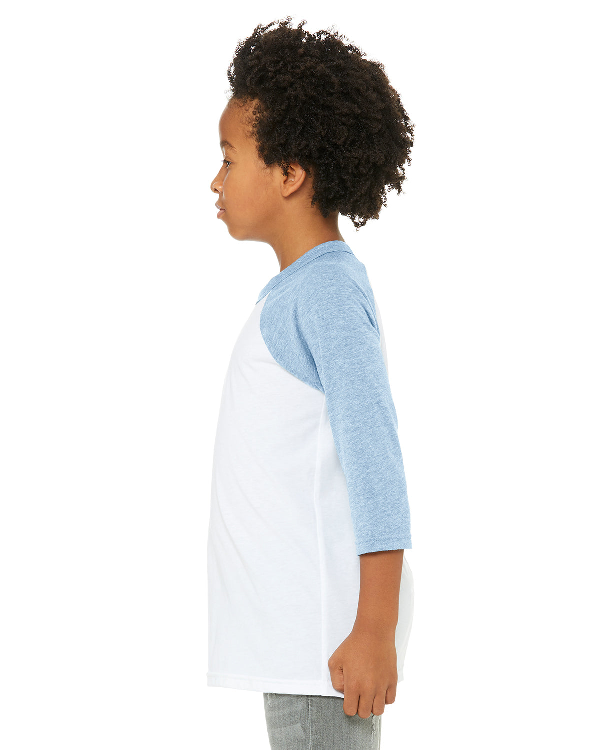 Youth 3/4-Sleeve Baseball T-Shirt - White / Denim