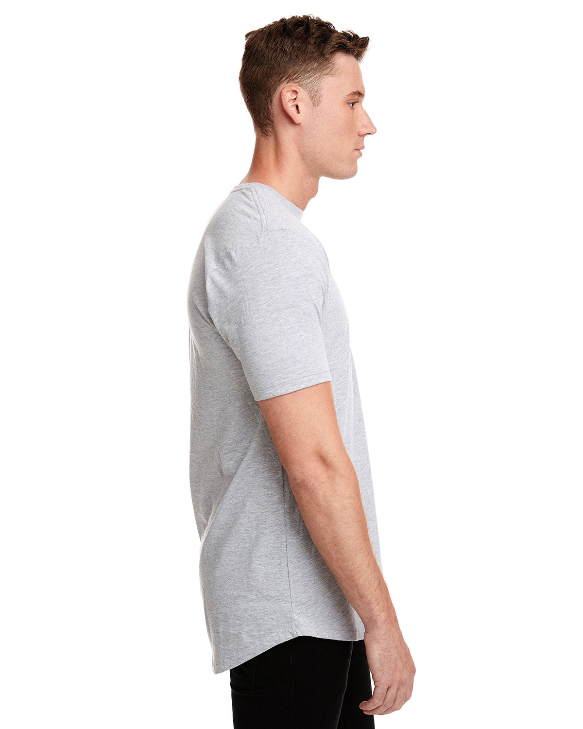 Men's Cotton Long Body Crew - Heather Gray