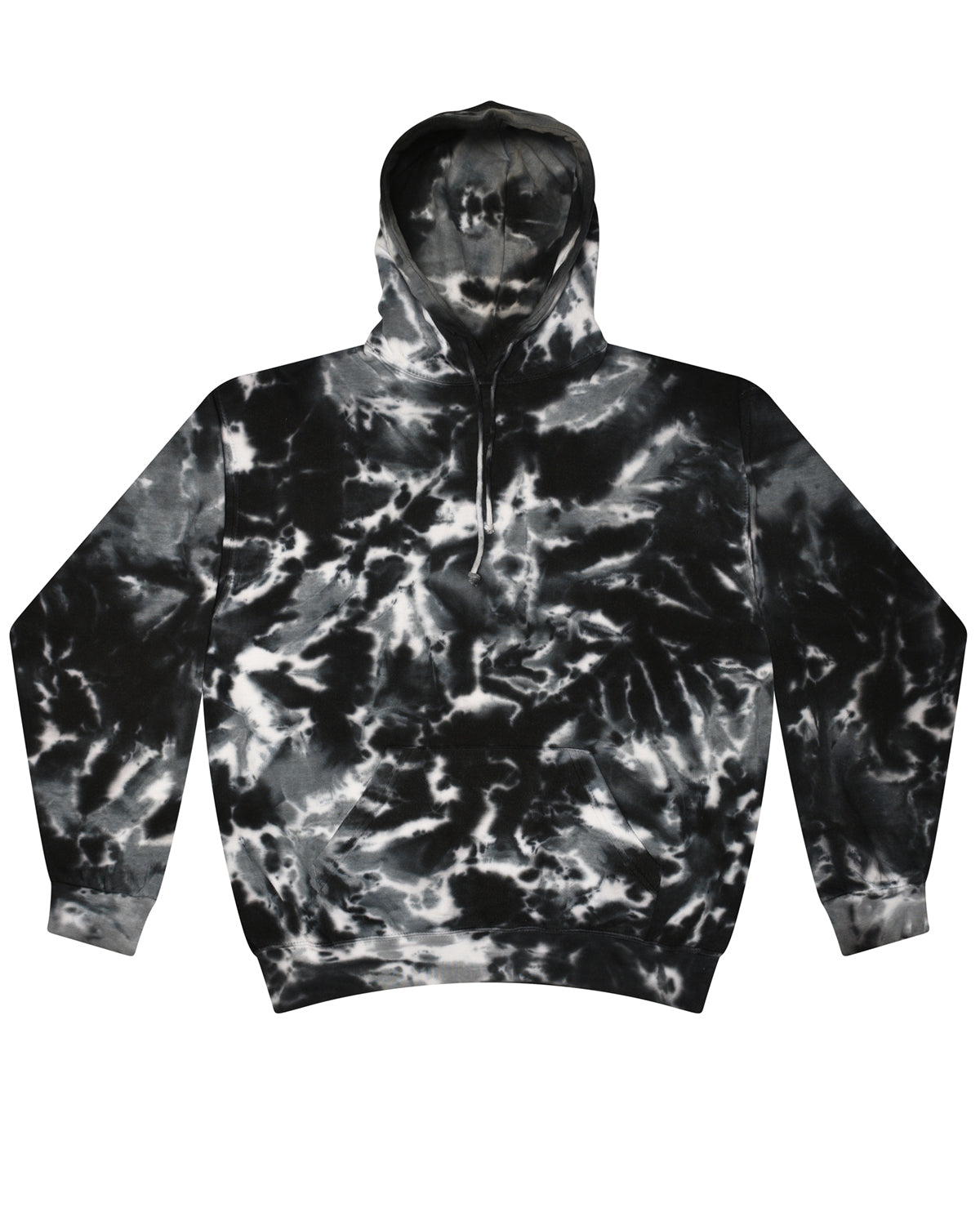 Unisex Tie-Dyed Pullover Hoodie - Multi Black