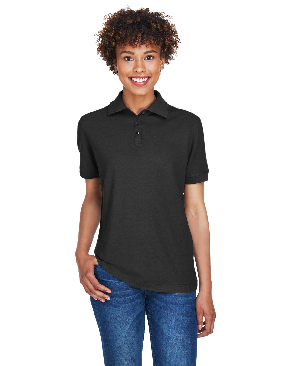 Women's Whisper Piqué Polo - Black