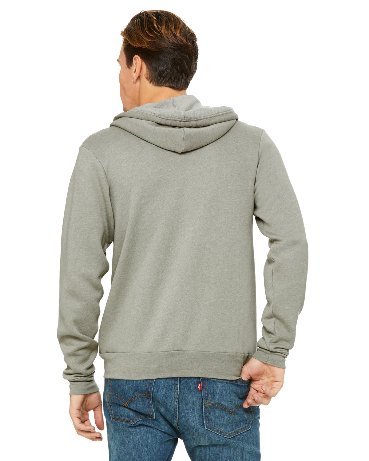 Unisex Poly-Cotton Sponge Fleece Full-Zip Hoodie - Heather Stone