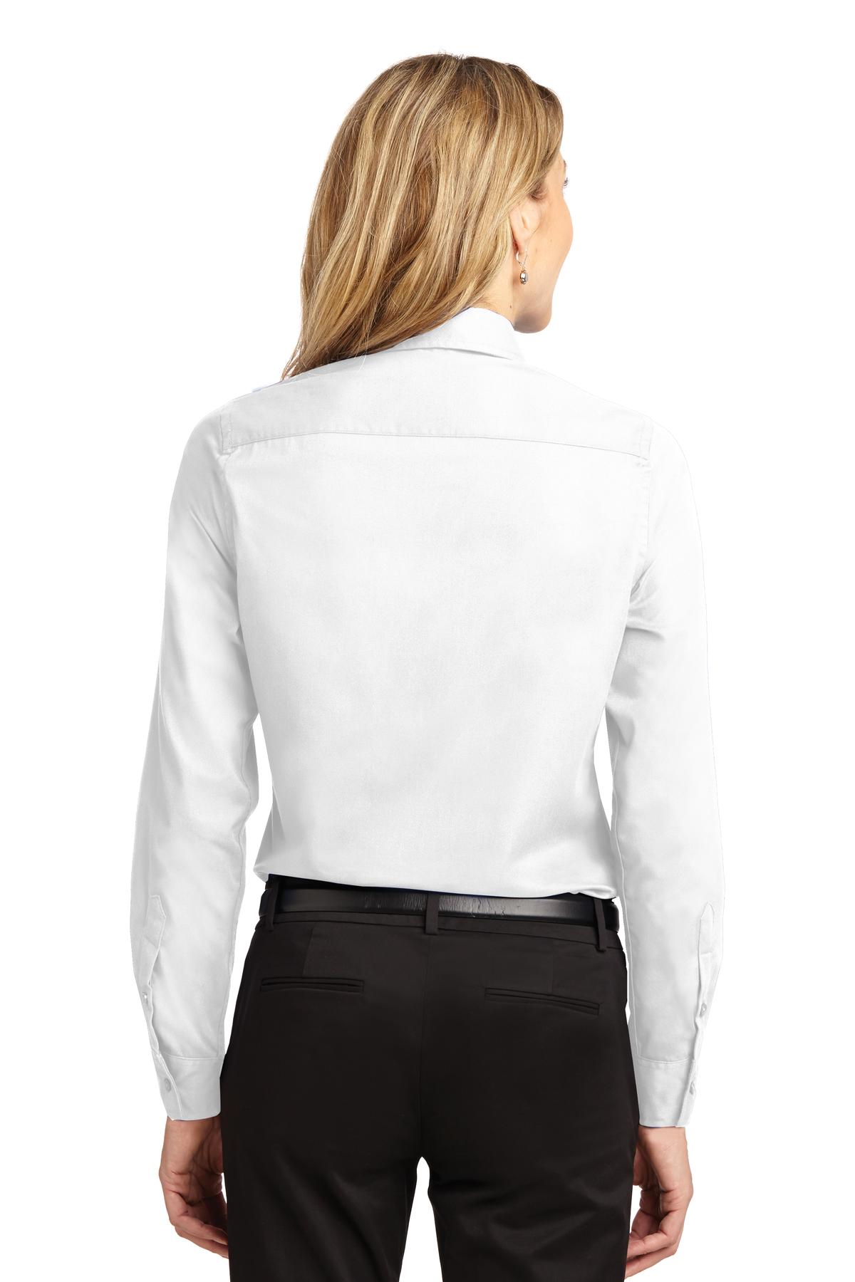 Women's Long Sleeve Easy Care Shirt - White / Light Stone