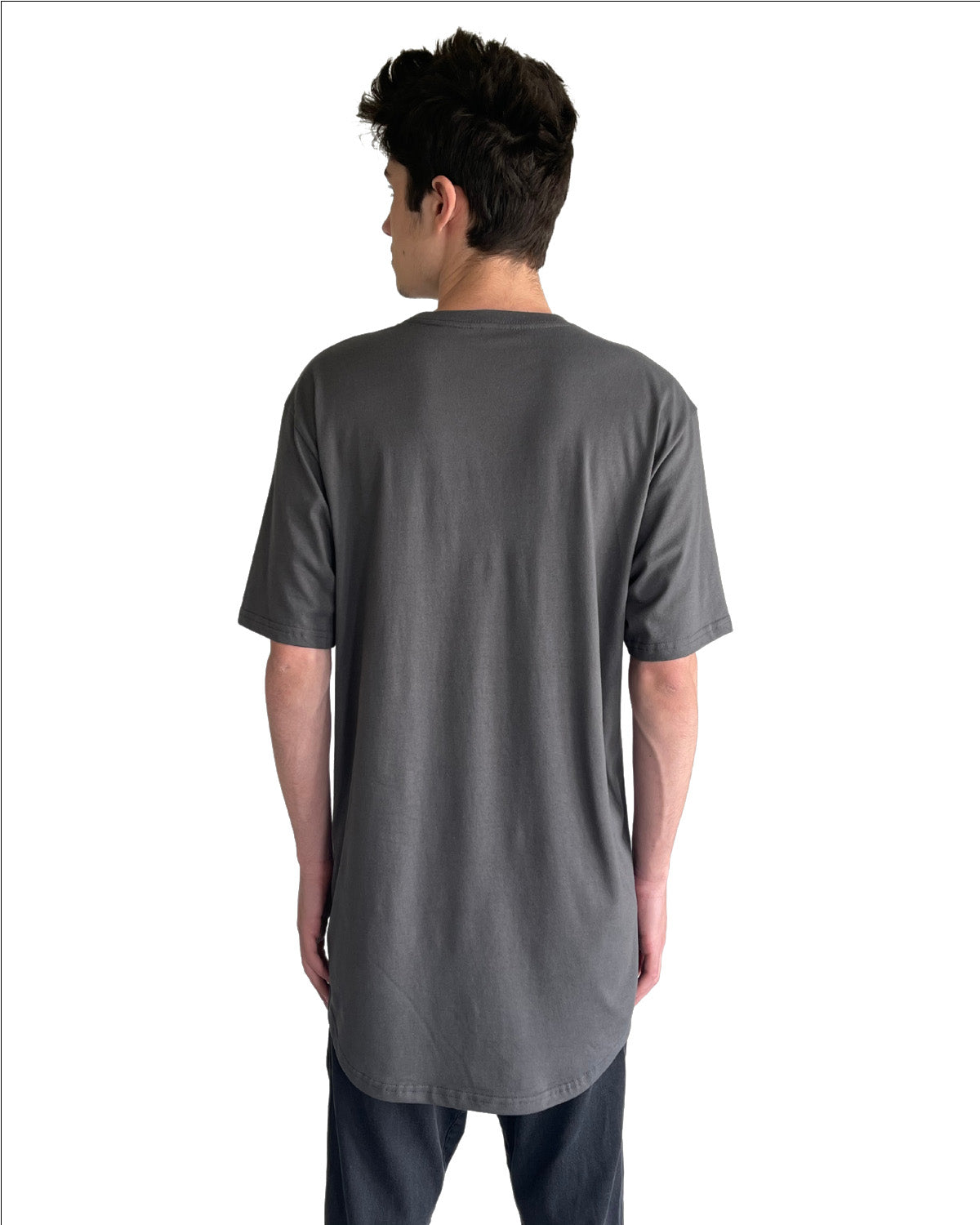 Men's Cotton Long Body Crew - Heavy Metal