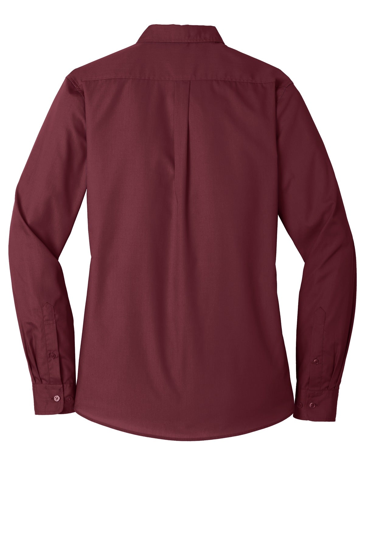 Women's Long Sleeve Carefree Poplin Shirt - Burgundy