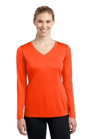 Women's Long Sleeve PosiCharge Competitor V-Neck Tee - Neon Orange