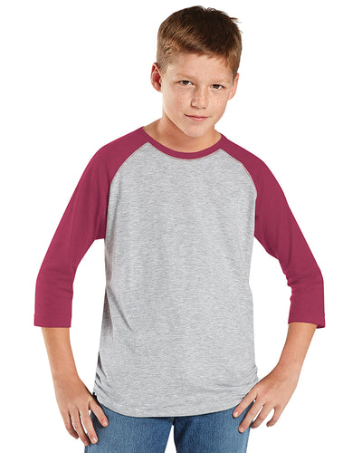 Youth Baseball T-Shirt - Vintage Heather / Vintage Burg