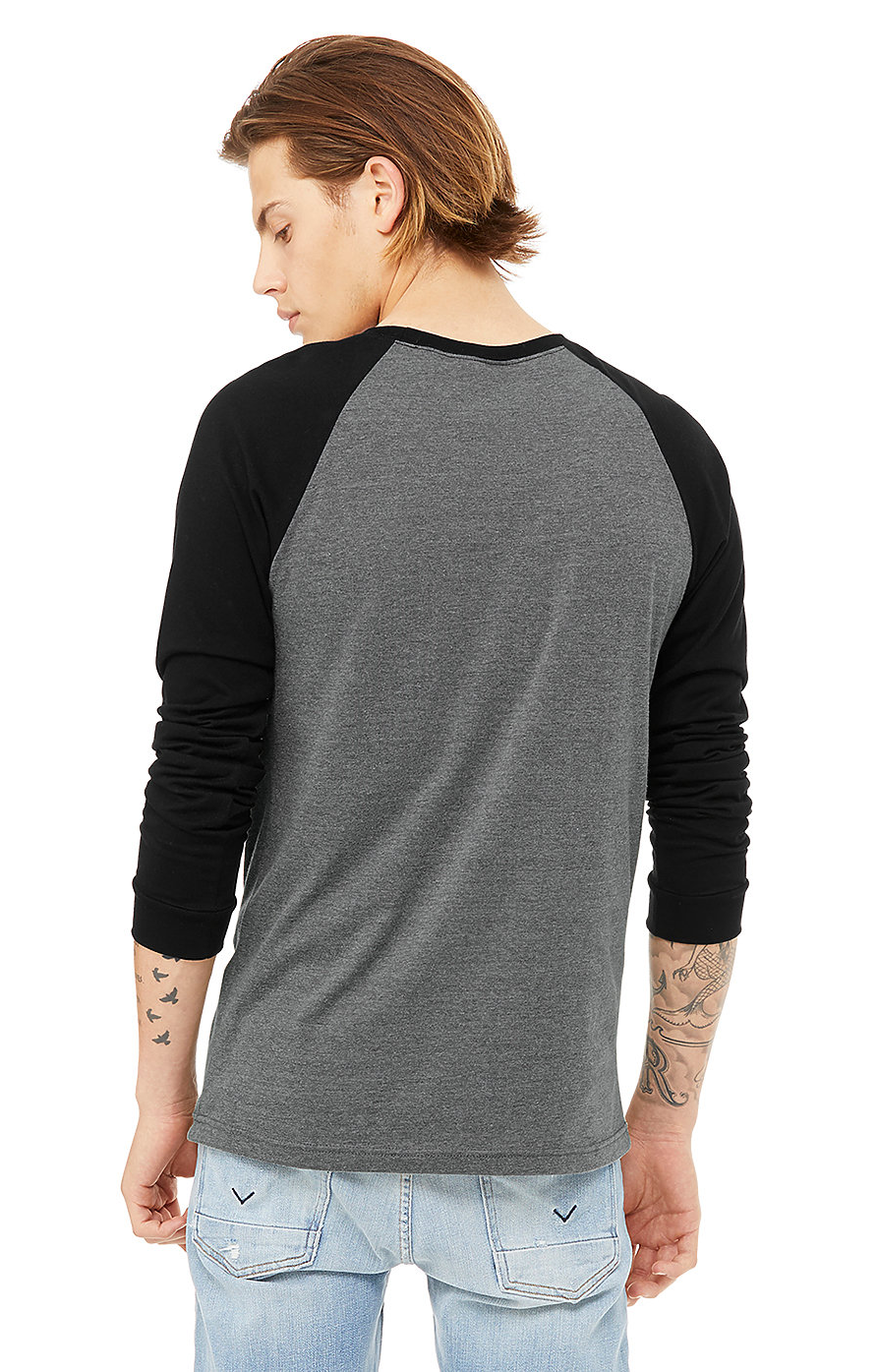 Men's Jersey Long-Sleeve Baseball T-Shirt - Heather Deep / Black