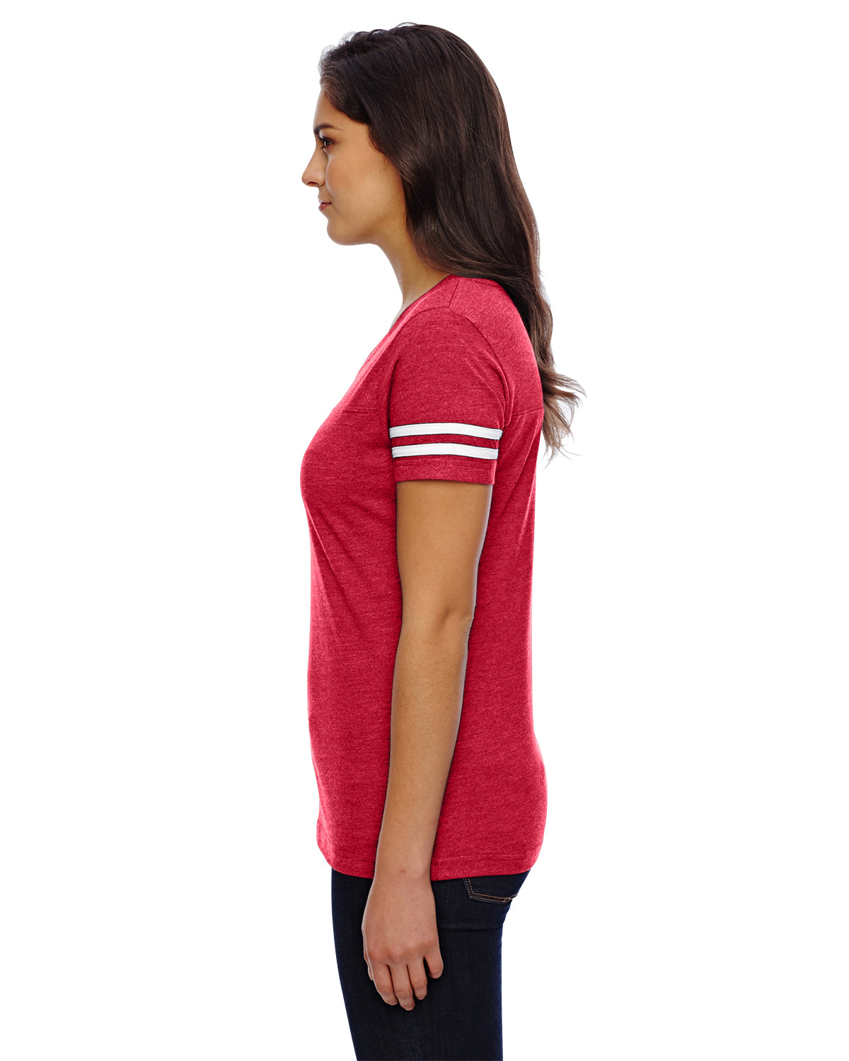 Women's Football T-Shirt - Vintage Red / Blend White