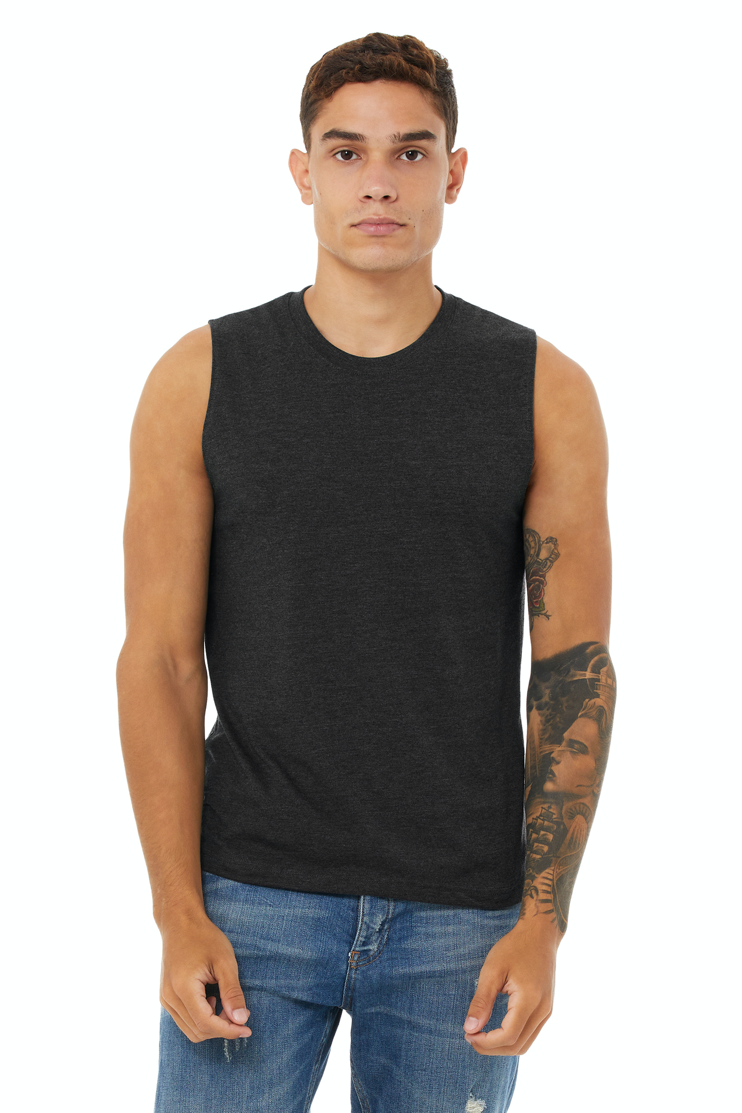 Unisex Jersey Muscle Tank - Heather Dark Gray