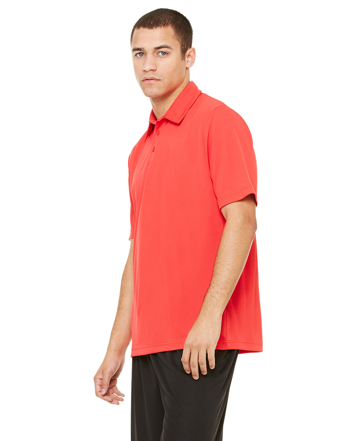 Unisex Performance Three-Button Mesh Polo - Sport Red