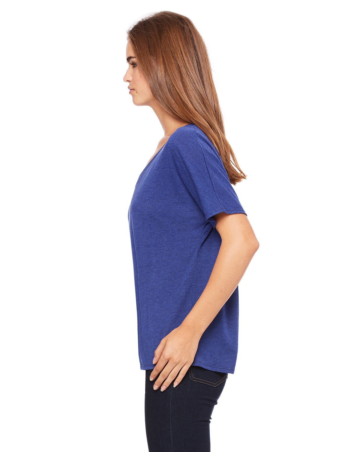 Women's Slouchy V-Neck T-Shirt - Navy Triblend