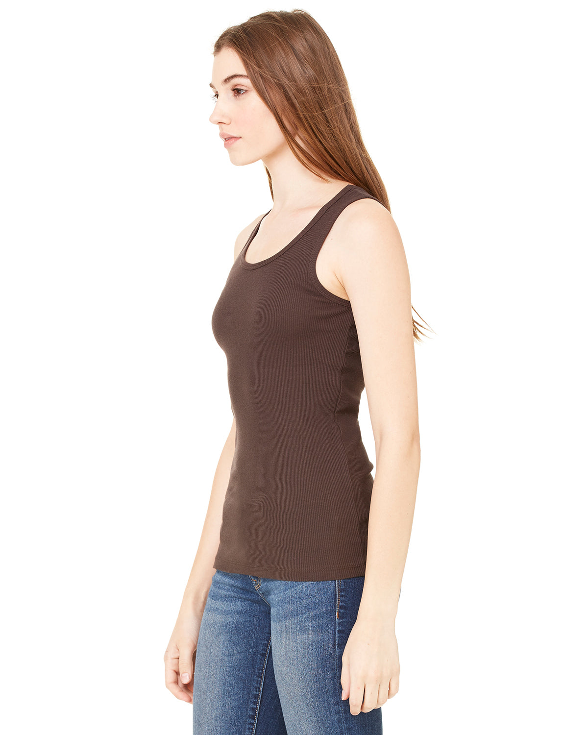 Women's 2x1 Rib Tank - Chocolate