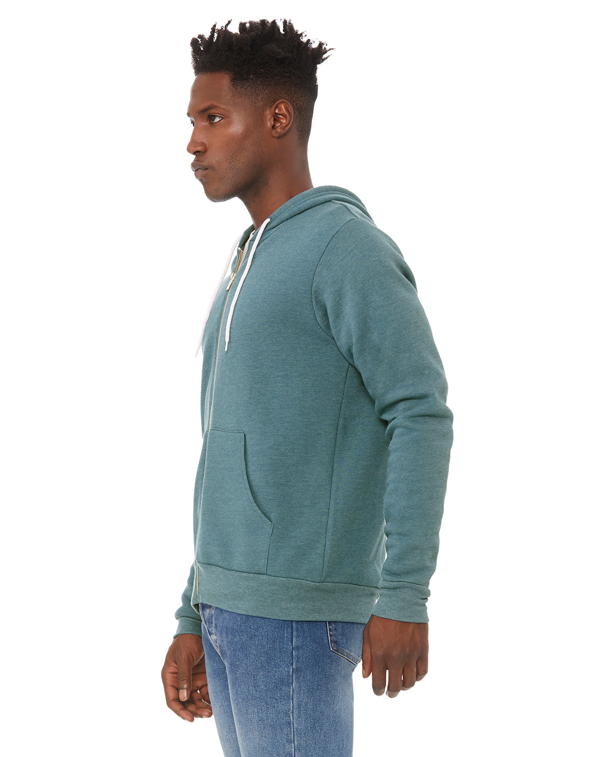 Unisex Poly-Cotton Sponge Fleece Full-Zip Hoodie - Heather Deep Teal