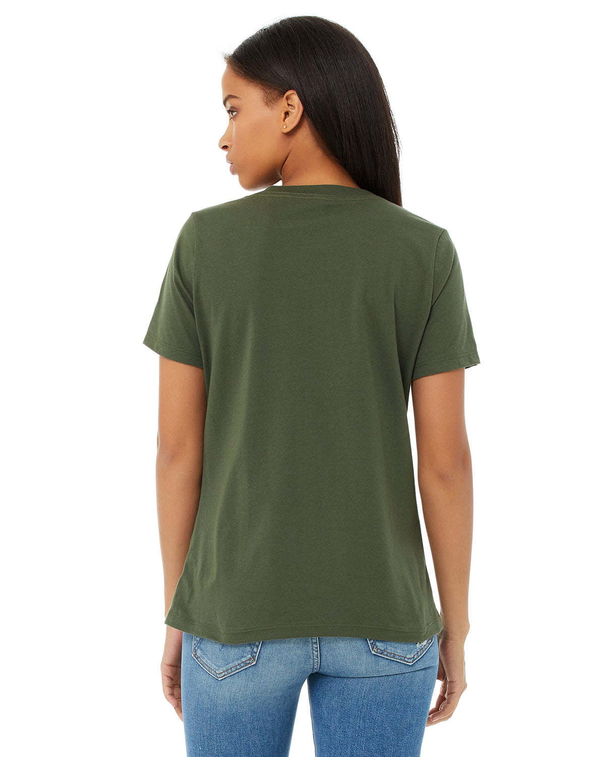 Women's Relaxed Jersey V-Neck T-Shirt - Military Green