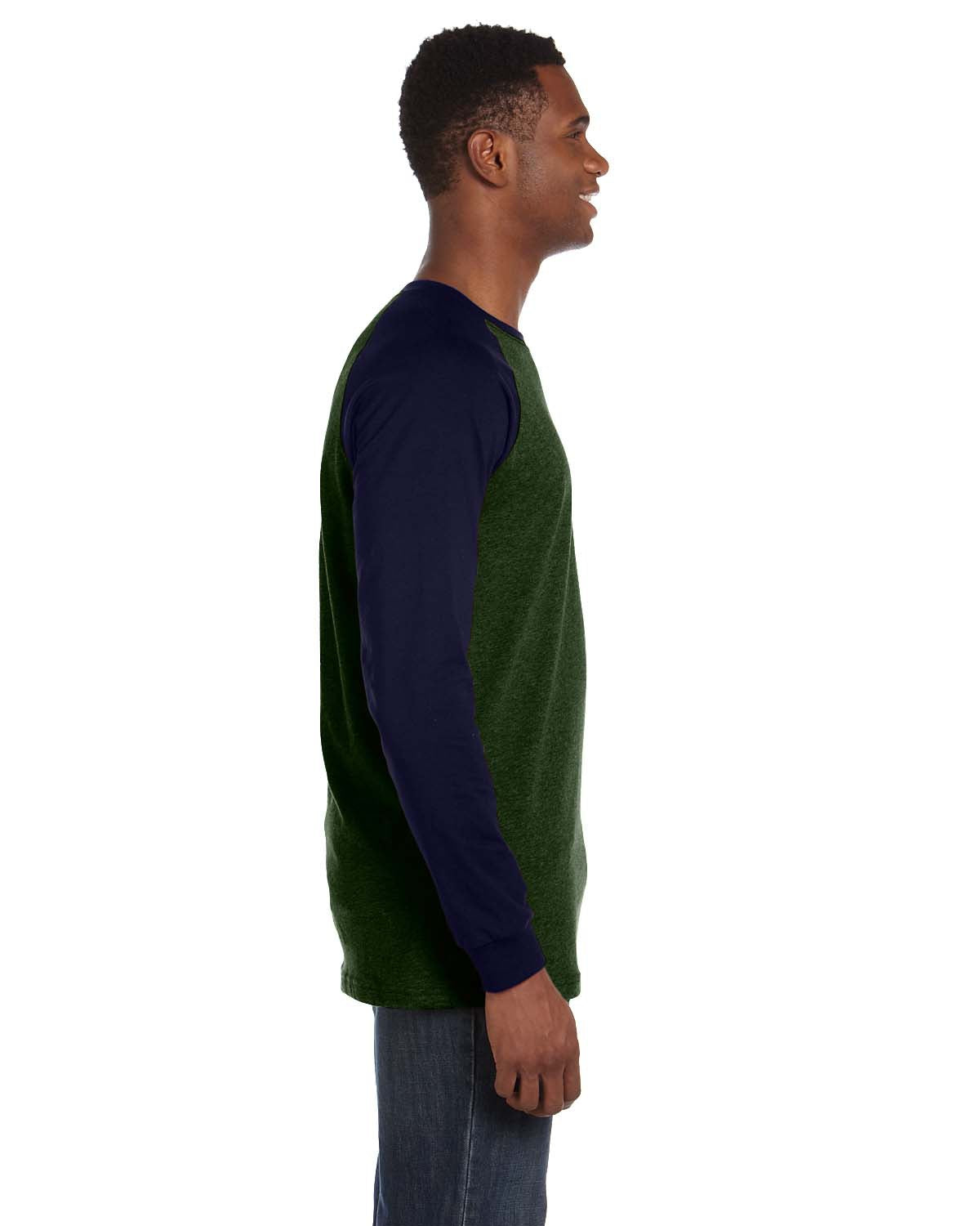Men's Jersey Long-Sleeve Baseball T-Shirt - Olive / Navy