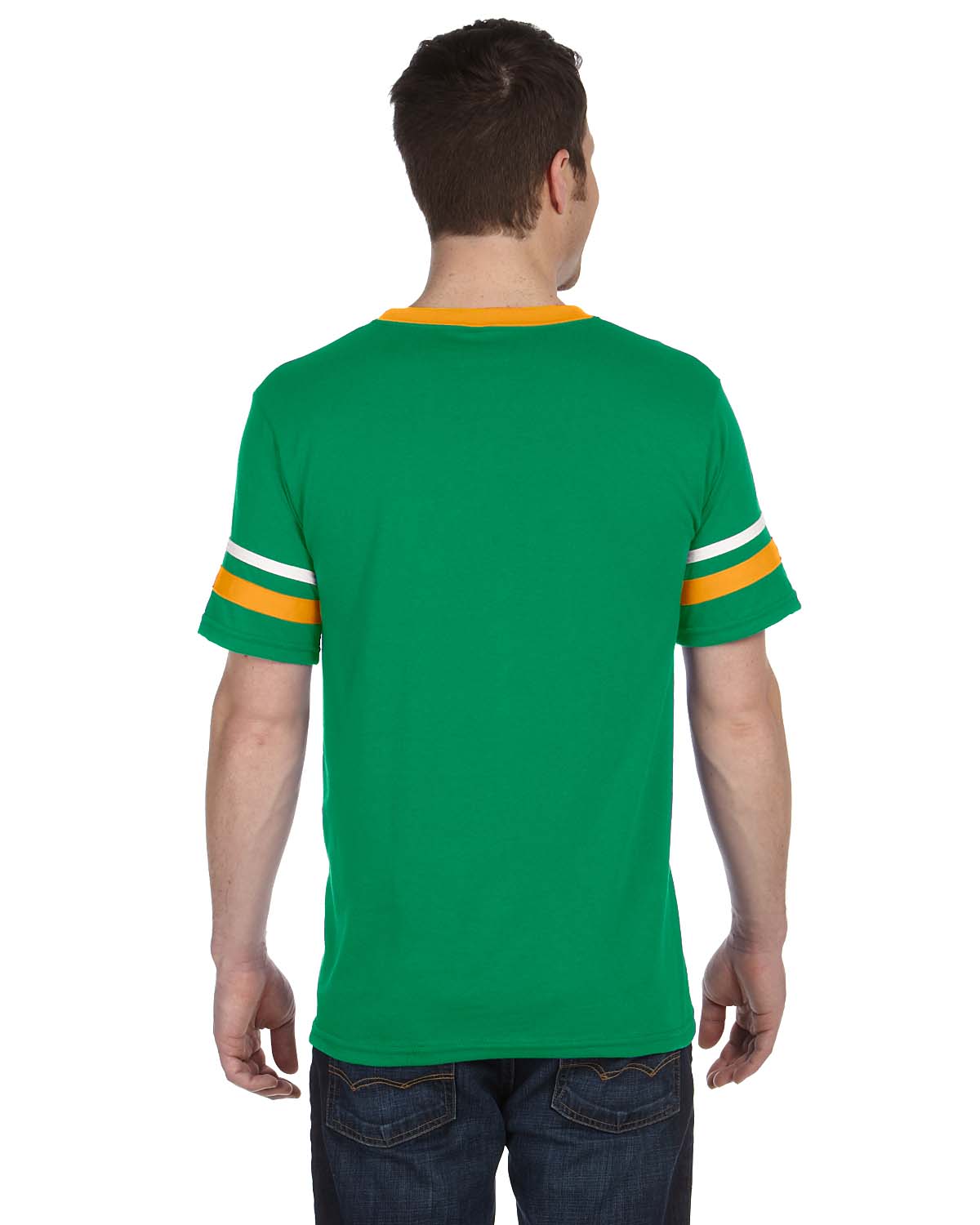 Unisex Sleeve Stripe Jersey - Kelly / Gold / White