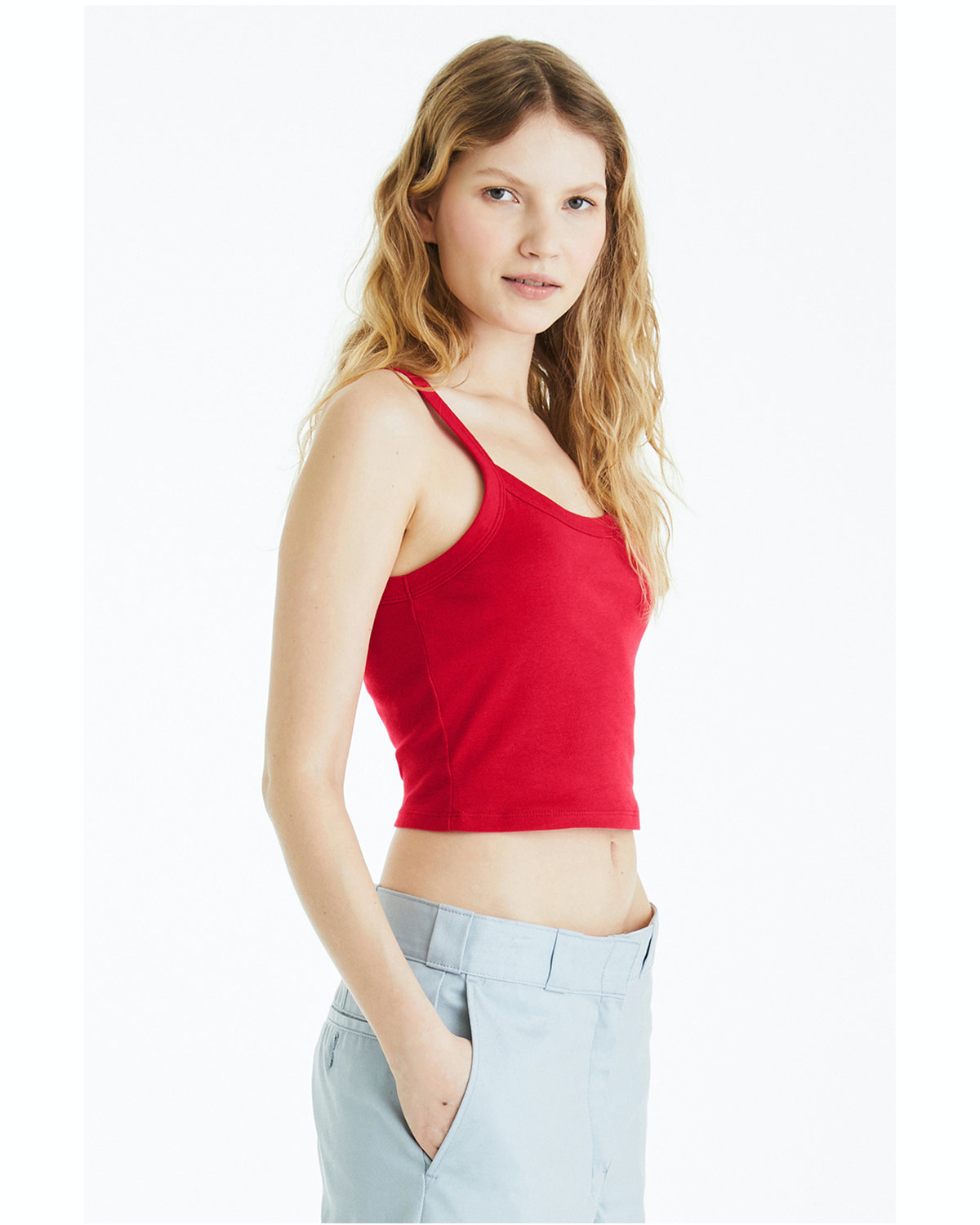 Women's Micro Ribbed Scoop Tank - Solid Red Blend