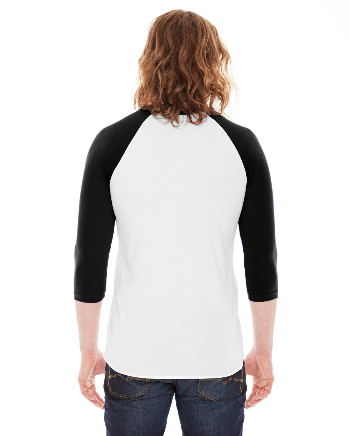Unisex Poly-Cotton 3/4-Sleeve Raglan T-Shirt - White / Black