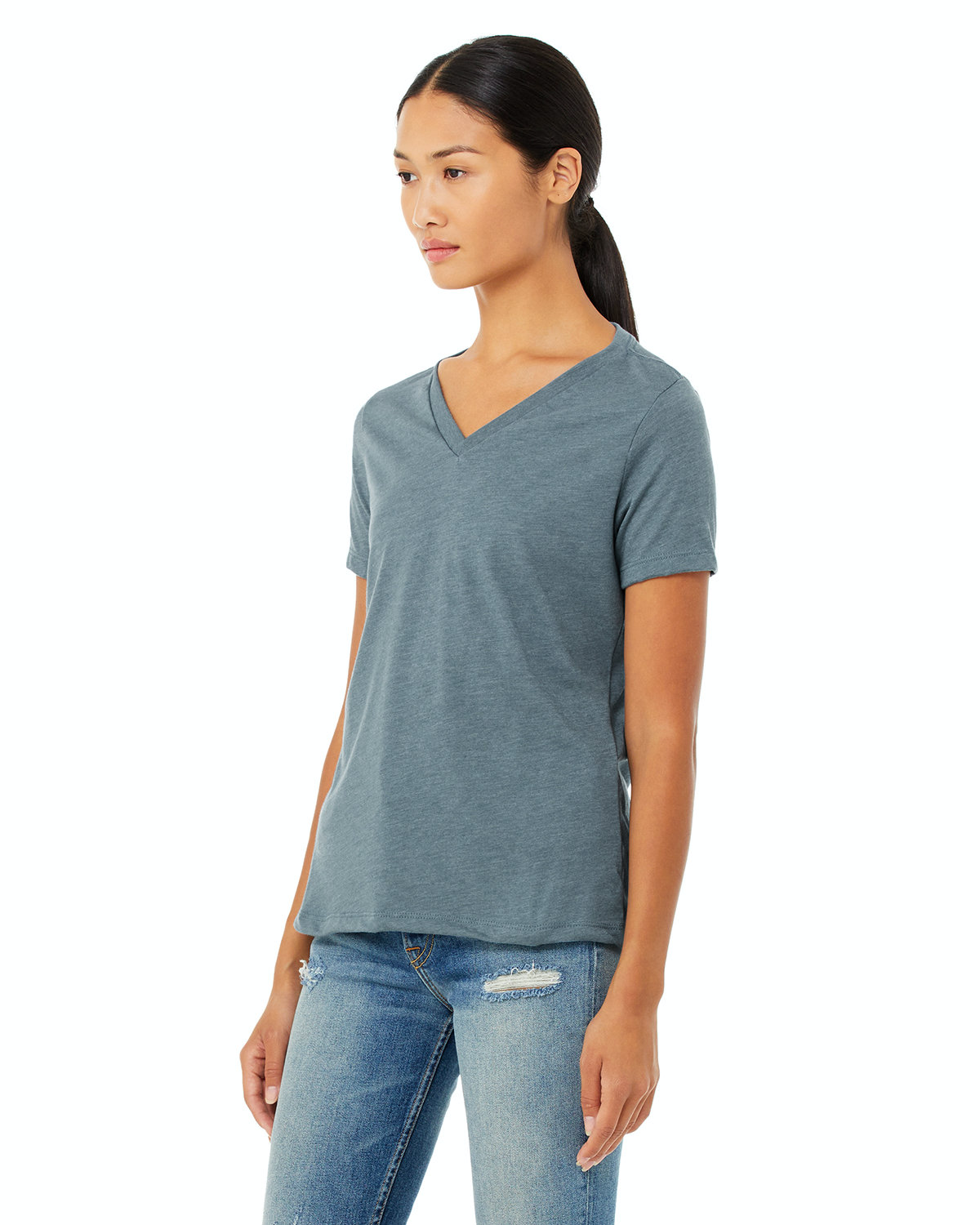 Women's Relaxed Jersey V-Neck T-Shirt - Heather Slate